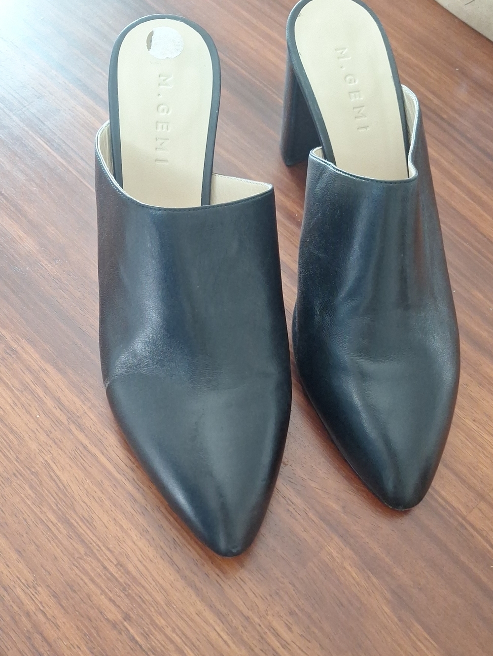M. Gemi Black Mules, Blick Heel 40 1/2 Italy (9 1/2)